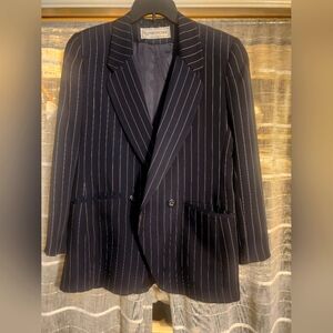 Vintage Evan-Picone Women's Blazer Navy Blue w Stripes Sz 10